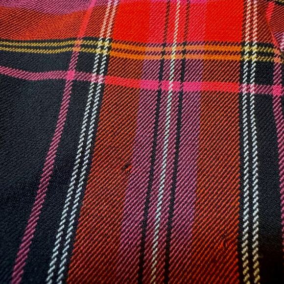 Trina Turk Red Black Plaid Tartan Fall Mini Wrap Skirt - Picture 6 of 9